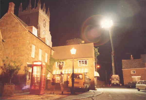 Filming the destruction of the houses - the village had an all-night party