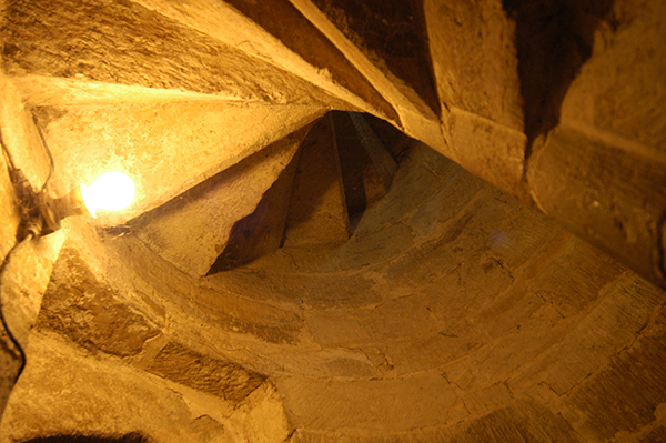 About 140 steps in the church tower