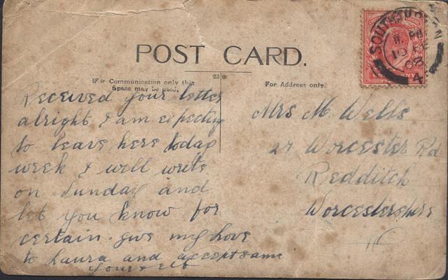 Reverse of Netley Pier Postcard