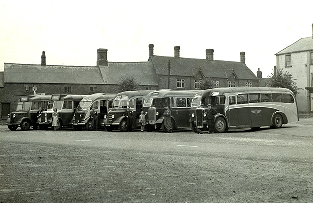 Stanley Hall's fleet of coaches, c1948