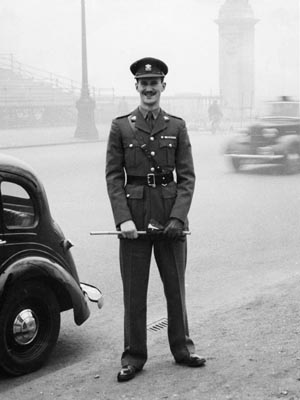 Lt John Bowler MC outside Buckingham Palace having been decorated by Her Majesty