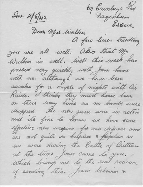 Letter from Joan Ley's parents p1