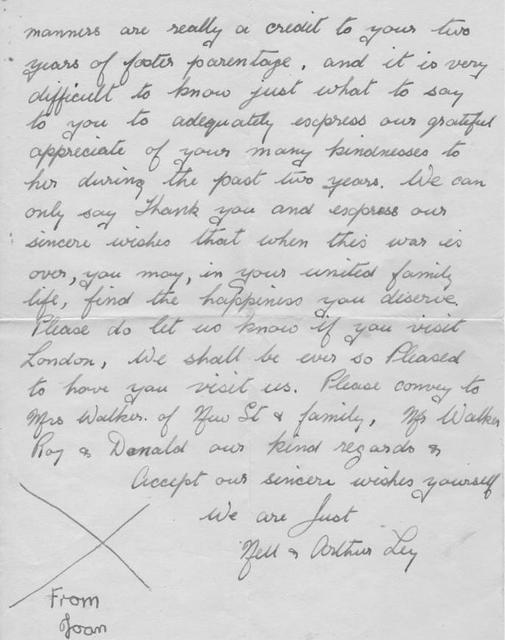 Letter from Joan Ley's parents p2.