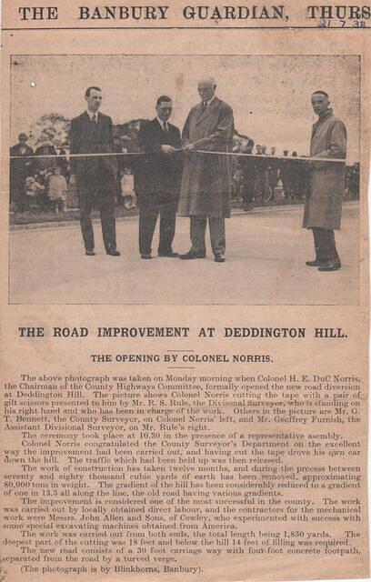 19 March 1938 Deddington Hill road improvements