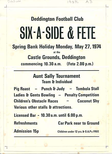 Poster for DTFC Six-a-Side competition, 1974