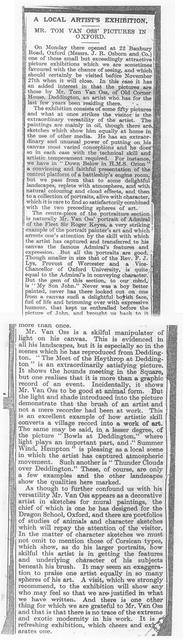 Oxford Exhibition Newspaper report