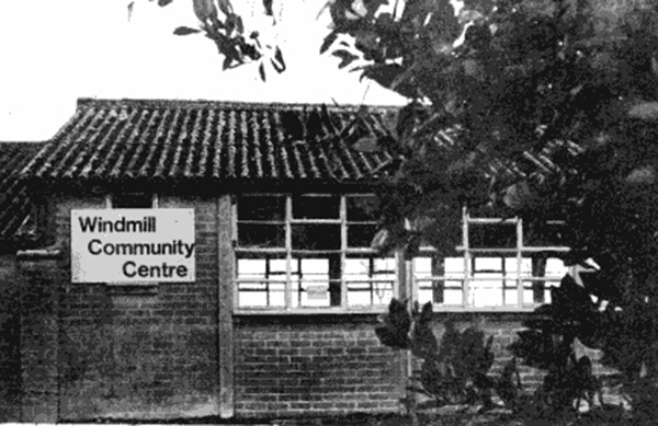 Old hall with its sign