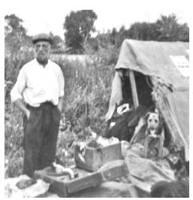 Fred and his tent  in the Castle grounds