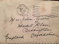 Envelope addressed to Mrs John Gibbs