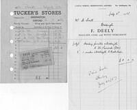 1950s - F Deeley and Tucker's Stores bills