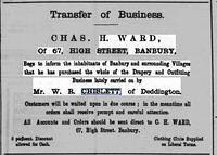 The Chislett business was transferred to Charles Ward (Banbury Guardian 10 Feb 1916 )