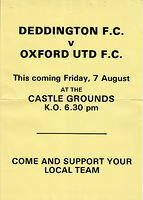 Poster for DFC centenary match against Oxford United, August 1987
