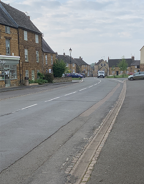 Looking south across an eempty Market Place