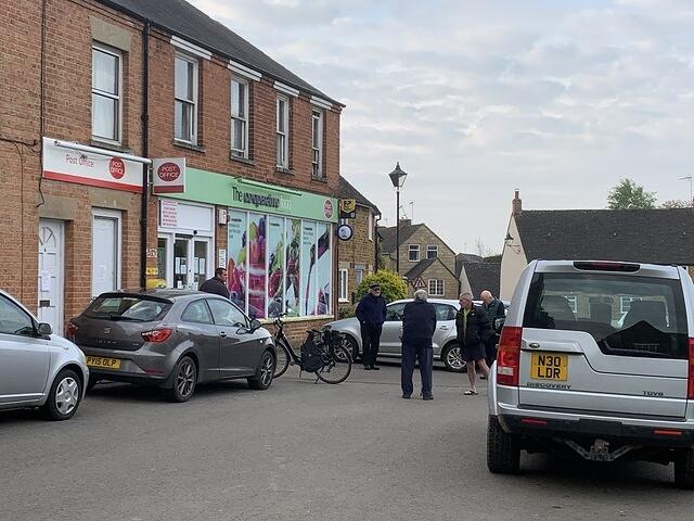 Social distancing in the queue for the Co-op