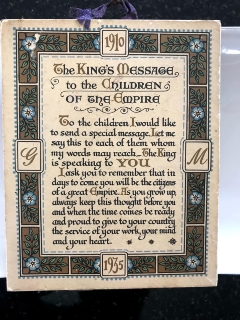 1910. Kings message to children