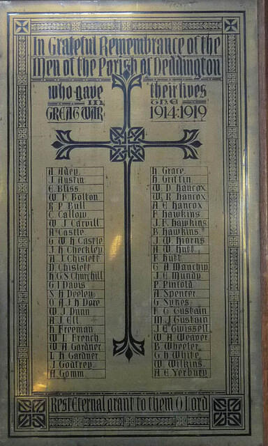 Brass Memorial to the dead in WWI