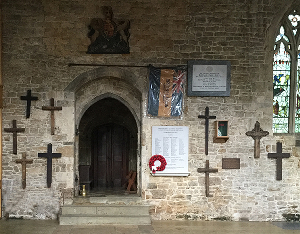 The nine WWI crosses in the Parish Church