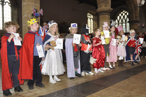 Line-up for the older children's fancy dress competition