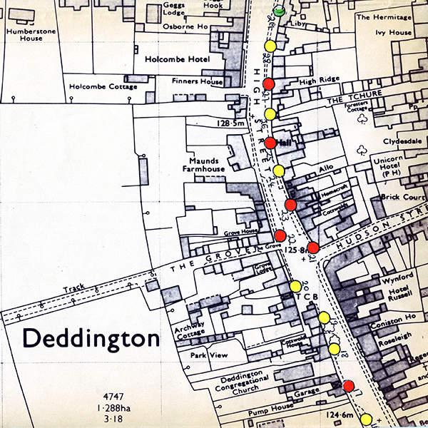 Section of map on installation of main road lighting,1980s