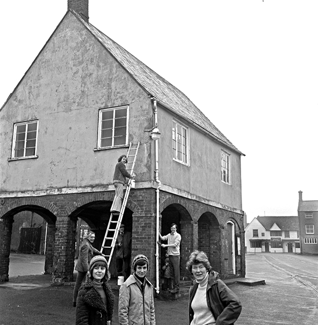 Preparing to redecorate the Town Hall, 1970s
