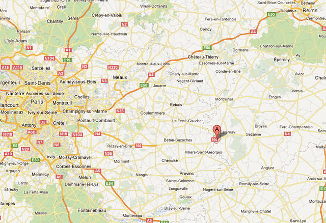 Location of Courgivaux where he is buried in the French Military Cemetery