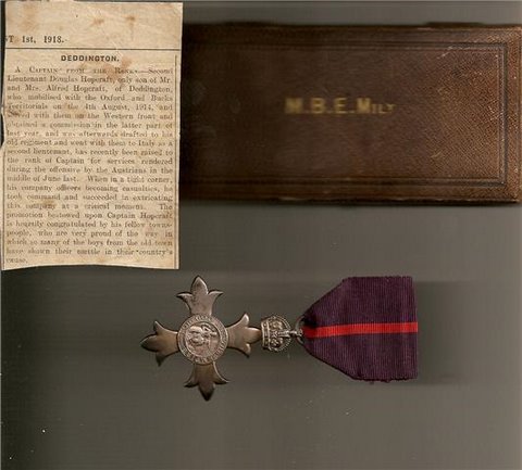 Capt Douglas Hopcraft MBE - medal & promotion clipping