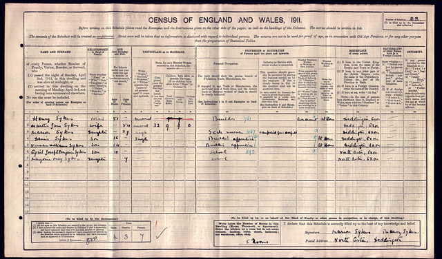 N Sykes 1911 census