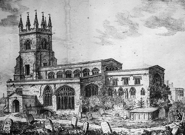 1814 Litho of Deddington Church sold as a fundraiser for the Primary School