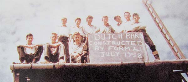 Boys of Form 4, Windmill School building the Dutch barn, 1958