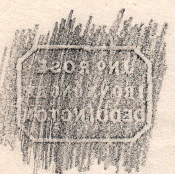 Pencil Rubbing from the Rose Ironmonger Sack Stamp