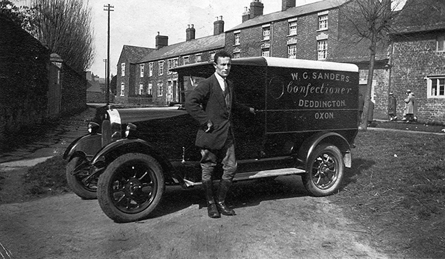 Walter George Sanders (1925) with his confectionery van