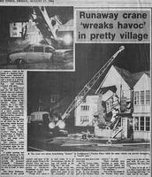 Runaway crane 'wreaks havoc' in pretty village