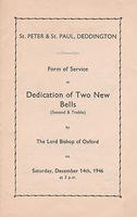 Cover of leaflet on dedication of new bells, 1946
