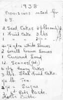 Items for Chapel tea party, 1938