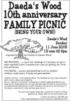 Flyer for Daeda's Wood picnic 2006
