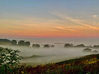 October: Misty sunrise over the Swere Valley