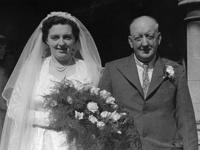 David and Mary Bliss at Mary's wedding to Lawrence Wallin