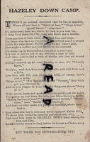 Verse on a postcard about Hazely Down camp -
