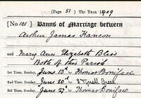 Arthur James Hancox & Mary Elizabeth Bliss marriage 1909