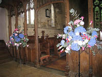 Floral tributes in the church