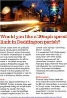 Proposed scheme for 20mph speed limit in Deddington, 2023