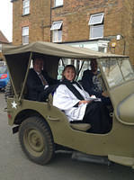 Vicar Annie and Alan Collins (PC Chair & Event organiser) in WWII 'Willy' jeep