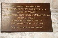 Stoker Edward Bostock Dumbleton and Flt Sergeant Francis Beesley Garrett - Memorial